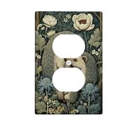 Nature-Inspired Hedgehog Light Switch Cover Plates/Outlet Covers, Soft Gray Woodland Animals for Home Decor, Thermoplastic Wall Plates, Standard Size Single Duplex Outlet