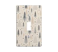Nature Inspired Light Switch Cover Plate/Outlet Covers, Beige Forest Trees and Triangles for Home Decor, Thermoplastic Wall Plates, Standard Size Single Toggle