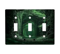Nature-Inspired Light Switch Cover Plates/Outlet Covers, Lush Forest Pathway for Home Decor, Eco-Friendly Wall Plates, Standard Size Triple Toggle