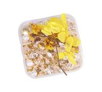 Nature Inspired Resin Floral Display with Mixed Stones Pearls and Beads Dried Flower Glass Bead Indoor Decors Miniature Dried Flower Arrangement for Home