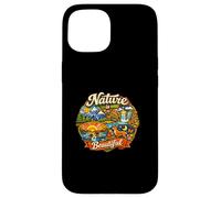 Nature Is Beautiful Wilderness Mountain Lake Deer Loon Retr Case for iPhone 15