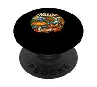 Nature Is Beautiful Wilderness Mountain Lake Deer Loon Retr PopSockets Adhesive PopGrip