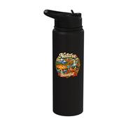Nature is Beautiful Wilderness Mountain Lake Deer Loon RETR Stainless Steel Insulated Water Bottle