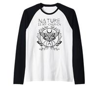 Nature is My Church Moon Moth Witchcraft Wiccan Witch Raglan Baseball Tee