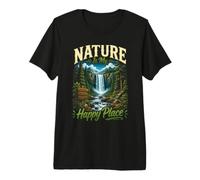 Nature is My Joy - Waterfall Forest Adventure Design Premium T-Shirt