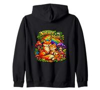 Nature Is My Muse Fox Cat Mushroom Stained Art Zip Hoodie