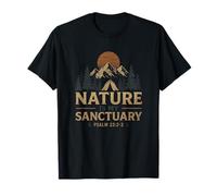 Nature is My Sanctuary Psalm 23 2 3 Camping T-Shirt
