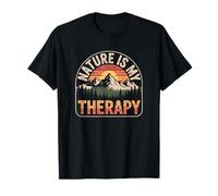 Nature is My Therapy Hiking Camping Mountain Sunset Outdoor T-Shirt