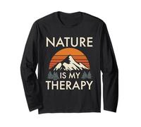Nature Is My Therapy Hiking Trail Walker Mental Health Long Sleeve T-Shirt