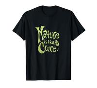 Nature is The Cure Green Earthy Botanical Typography Design T-Shirt