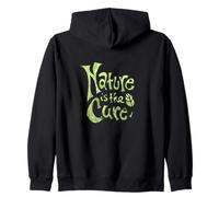 Nature Is The Cure Green Earthy Botanical Typography Design Zip Hoodie