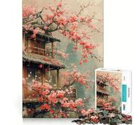 Nature Japanese House Jigsaw Puzzles for Adults1000 Pieces Intellect Toy Calming Play Quality Cut Wall Art Decor (38x26cm)
