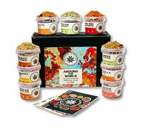 Nature Kitchen Around the World Spice Gift Set, 9x Gourmet Seasoning Pots for Cooking and Dining, Includes Italian, Piri Piri, Thai Stir Fry, Greek, Paella, Jerk, Shawarma, Mexican Ranch & Game Rub