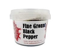 Nature Kitchen Black Pepper Fine Ground 50g Pot Premium Freshly Milled Spice Gluten-Free Vegan for Seasoning Marinades Sauces Frying Baking Grilling Indian Asian Middle Eastern