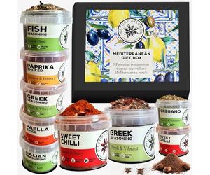Nature Kitchen Mediterranean Gourmet Seasoning Mix Gift Set. 9X Gluten-Free Herbs and Spices for Cooking Exciting and Healthy New Recipes. Including Paella Spice