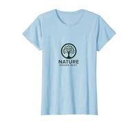 Nature Knows Best Tree of Life Eco Wisdom Logo T-Shirt, Women, Baby Blue, L