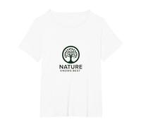 Nature Knows Best Tree of Life Eco Wisdom Logo T-Shirt, Women's Plus, White, 1X