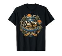 Nature Knows More Mountain Lake Canoe Value Graphic T-Shirt
