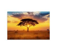 Nature Landscape African Savannah Tree Sunset Wall Art Canvas Posters, Home Decor for Living Room Bedroom Bathroom Office Kitchen Hallway Study Entryway Studio 20x30inch(50x75cm)