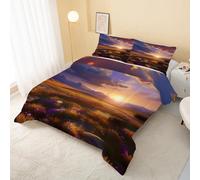 Nature Landscape Coverless Duvet Double 7.5 Tog, Flowers Soft Hypoallergenic Quilt for Boys Girls, Aesthetic Lightweight Comforter Set for All Seasons, Easy Care Bedding for Bedroom Decor Q&163