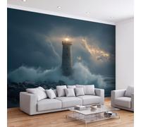 Nature Landscape Panoramic Wallpaper Mural 450W x 315H cm, Ocean Coast Lighthouse Wave Wall Poster Photo Wallpaper Mural 3D Effect Wall Art Poster Decoration for Bedroom Living Room Corridor Nursery