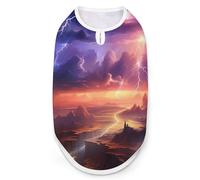 Nature Landscape Purple Thunder Storm Dog Shirts Patterned Pet Clothes Tank Top Sleeveless T-Shirt for Cats Puppy L