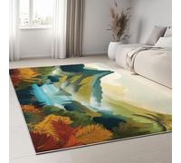 Nature Landscape Rugs Living Room Indoor 100 x 160 cm, Soft Touch Premium Quality Forest Mountains Waterfall Printed Area Rug Antibacterial Anti-Slip Kitchen Carpet for Bedroom Hallway Home Decor