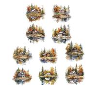 Nature Landscape Sticker - Japanese Paper Nature Landscape Decal,Decorative Art Crafts Supplies, Multifunctional Self-Adhesive Planner Decoration for Journaling