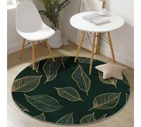 Nature Leaves Elegance Round Rug - 150 Cm Green Soft Round Area Rug Bedroom Kitchen Mat, Washable Indoor Floor Accent Carpet For Bedroom Dining Living Room Entryway Nursery Carpet