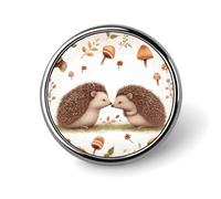Nature Lovely Hedgehog Lovers Badge Holder Exquisite Round Badge with Picture Pin DIY Button Badges Personalized Metal Button Pin Fashion Brooch Crafts Gifts Clothes Decorative Pins