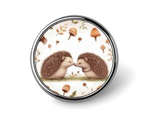Nature Lovely Hedgehog Lovers Badge Holder Exquisite Round Badge with Picture Pin DIY Button Badges Personalized Metal Button Pin Fashion Brooch Crafts Gifts Clothes Decorative Pins