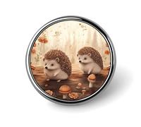 Nature Lovely Hedgehog Lovers Badges Circle with Button Design, Personalized Picture Pin Brooches, Round Badge Holders for Decorate Hat Shirt Clothing Bag Accessories