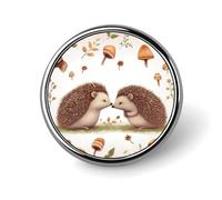 Nature Lovely Hedgehog Lovers Badges Circle with Button Design, Personalized Picture Pin Brooches, Round Badge Holders for Decorate Hat Shirt Clothing Bag Accessories