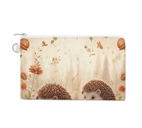 Nature Lovely Hedgehog Lovers Coin Purses with Zipper, Personalized Zero Wallet for Shopping, Small Makeup Pouches Bag for Travel, Card Organizer Case, Portable Canvas Change Purses