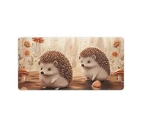 Nature Lovely Hedgehog Lovers Desk Mat 30x60cm, Non-Slip Rubber Base with Stitched Edges, Waterproof Desk Pad for Keyboard & Mouse, Large Mouse Pad for Office Gaming
