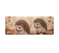 Nature Lovely Hedgehog Lovers Desk Mat 30x80cm, Non-Slip Rubber Base with Stitched Edges, Waterproof Desk Pad for Keyboard & Mouse, Large Mouse Pad for Office Gaming