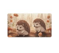 Nature Lovely Hedgehog Lovers Desk Mat 40X75cm, Non-Slip Rubber Base with Stitched Edges, Waterproof Desk Pad for Keyboard & Mouse, Large Mouse Pad for Office Gaming