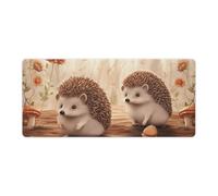 Nature Lovely Hedgehog Lovers Desk Mat 40x90cm, Non-Slip Rubber Base with Stitched Edges, Waterproof Desk Pad for Keyboard & Mouse, Large Mouse Pad for Office Gaming