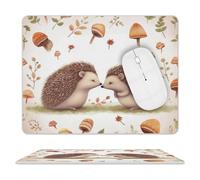 Nature Lovely Hedgehog Lovers Mouse Pad, 10 X 8 Inch PU Leather Mousepad with Smooth Surface, Square Waterproof Mouse Mat Non-Slip Ultra Thin Desk Pad for Gaming, Office & Home
