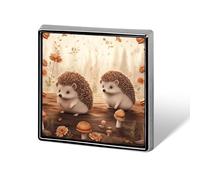 Nature Lovely Hedgehog Lovers Square Lapel Pin 0.7x0.7in Aluminum Badge Stylish Personalized Accessory Daily Wear