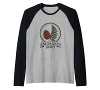 Nature Lover Naturalist Society Pine Cone Fern Hiking Raglan Baseball Tee