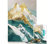 Nature Mountain Gold Decor 1000 Pieces Jigsaw Puzzles for Teenagers Wise Think Toy Calm Fun Clear Cut Art Collectible (38x26cm)
