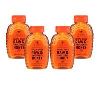 Nature Nate’s Honey Stocking Stuffer - 100% Pure Raw & Unfiltered Honey For The Holidays - All Natural Sweetener - 8 oz Squeezable Bottle (4 Pack)