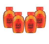 Nature Nate’s Honey Stocking Stuffer - 100% Pure Raw & Unfiltered Honey For The Holidays - All Natural Sweetener - 8 oz Squeezable Bottle (4 Pack)