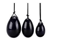 Nature Obsidian Yoni Egg Women Pelvic Floor Muscle Exercise Tightening Ball Kegel Jade Egg,3pc Drilling