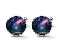 Nature Outer Space Galaxy Starry Night Alloy Cufflinks for Men 17mm 20mm Shirt Cuff Links for Wedding Business Formal Dress Father's Day Birthday Gift for Him