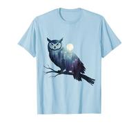 Nature Owl Silhouette Forest Moonlit Night Landscape Art T-Shirt