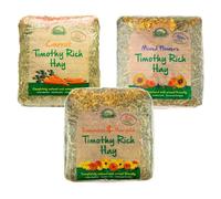 Nature Own Premium Hay Bundle: 3-bag pack with Timothy Hay + Carrot, Mixed Flowers, and Dandelion & Marigold-natural forage for rabbits, guinea pigs, chinchillas, and small pets.