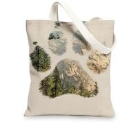 Nature Paw Print Canvas Tote Bags, Eco-Friendly Wilderness Pattern Reusable Shopping Bags, Rustic Outdoor Lightweight Washable Canvas Bags for Gym Travel Beach Picnic 13x15 Inch