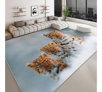 Nature Photography 80 x 150 cm Living Room Area Rug, Soft Low Pile Animals Leopard Cub Portrait Carpet - Washable Non-Slip Rug for Bedroom Kitchen Nursery Dorm Kids Room Bedside Carpet
